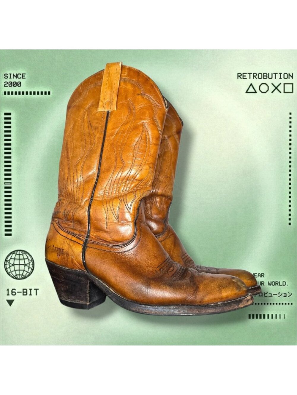 Vintage Frye Western Cowboy Boots Brown Size 9.5 US Men’s